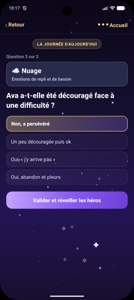 Quiz du soir — Nuage, émotions de repli