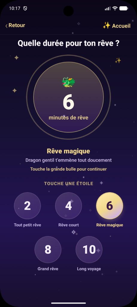 Choix de la durée du rêve